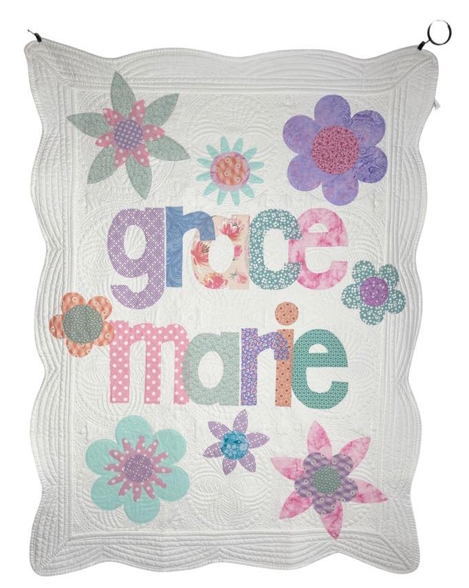 Random Floral Personalized Baby Quilt
