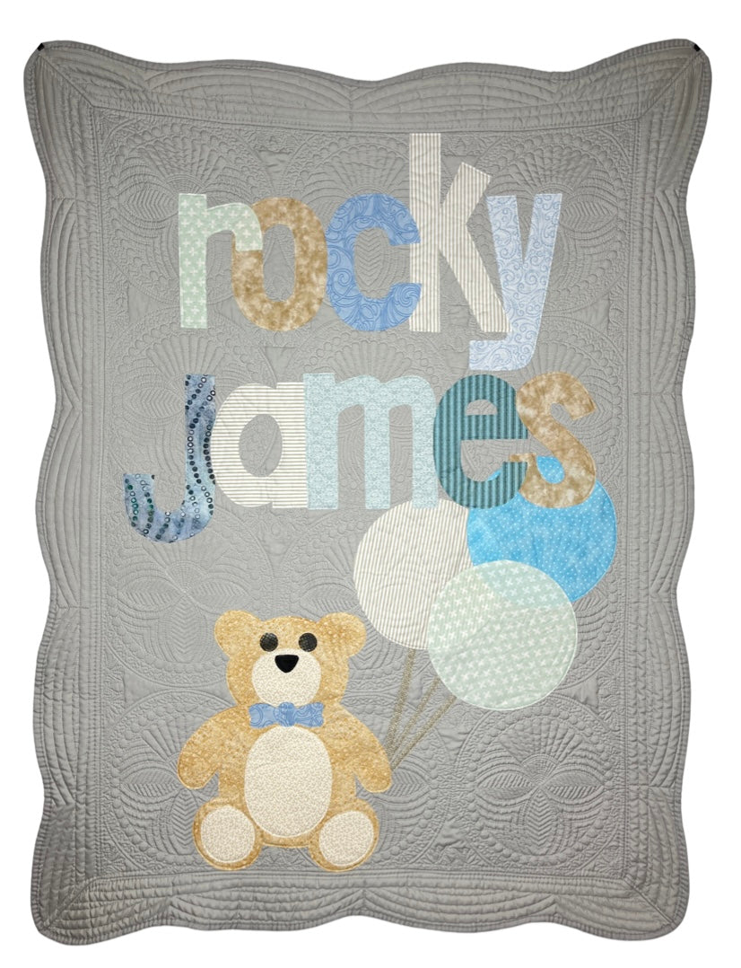Bear with Balloons Personalized Baby Quilt