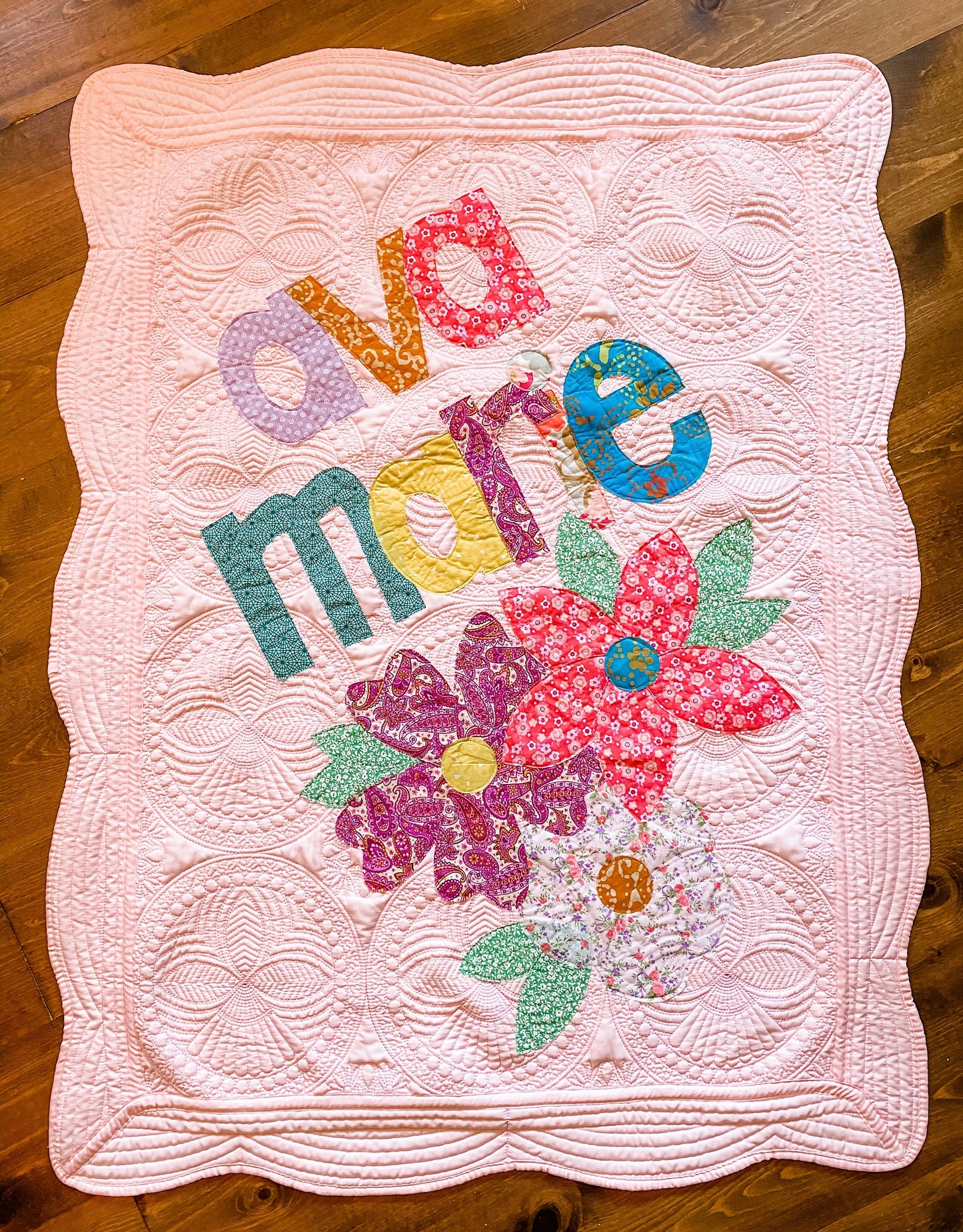 Floral Personalized Baby Quilt