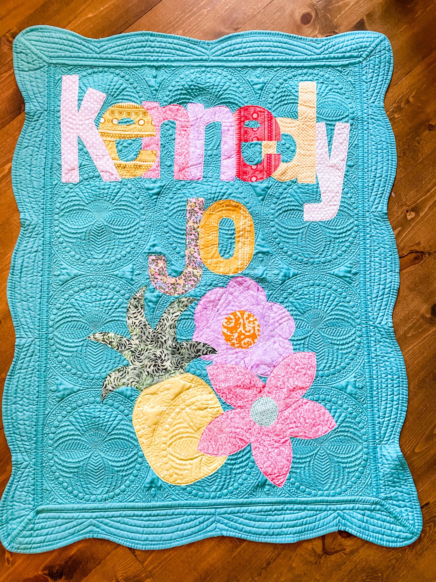 Pineapple Personalized Baby Quilt
