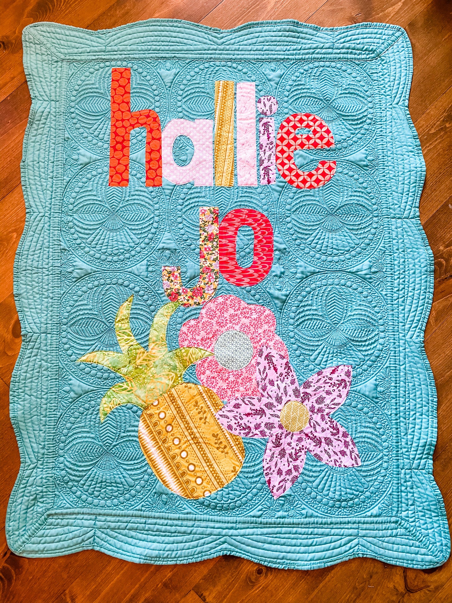 Pineapple Personalized Baby Quilt
