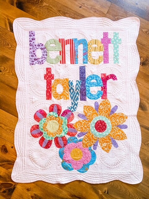 Flowers Personalized Baby Quilt