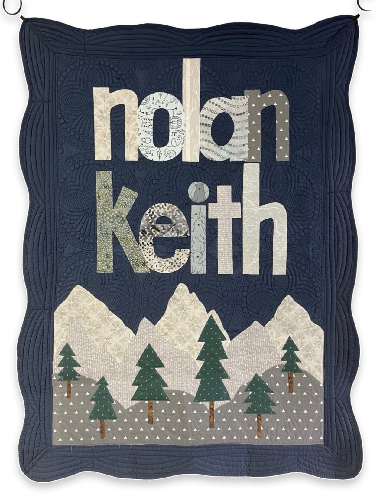 Mountain and Trees Personalized Baby Quilt