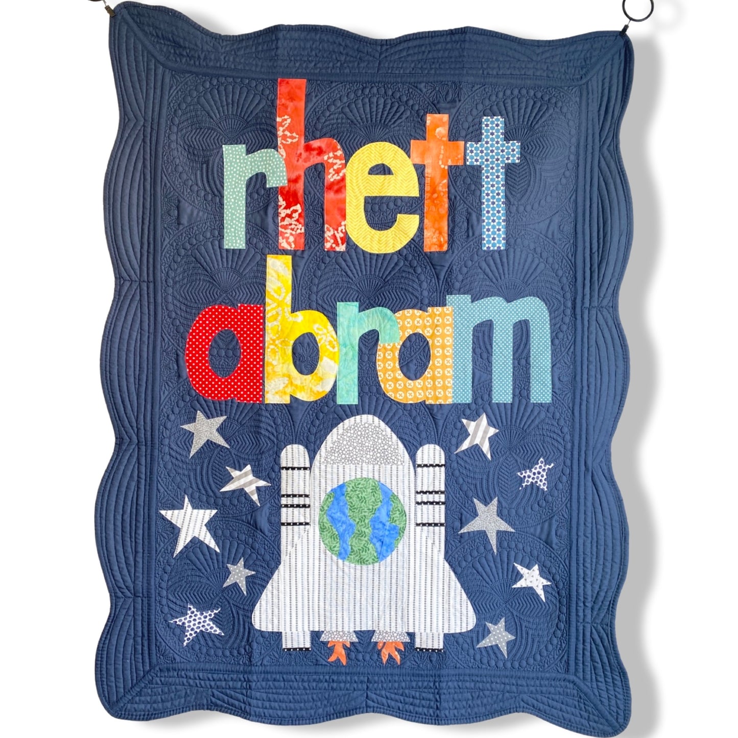 Spaceship Personalized Baby Quilt