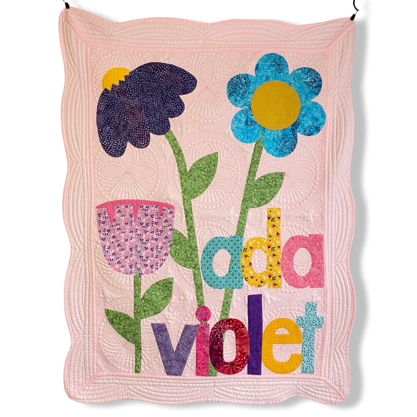 Large Flowers Personalized Baby Quilt